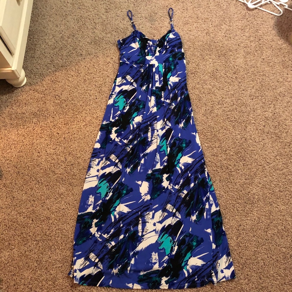 Bisou Bisou Maxi Dress Low Cut Tie Back w/Stretch